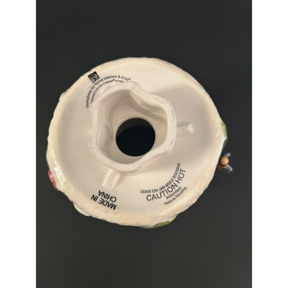 Honeycomb-Inspired Ceramic Tealight Candle Capper Floral & Bumblebee Details - Picture 5 of 8